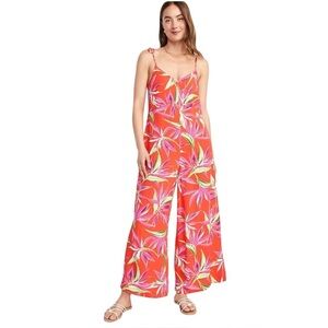 OLD NAVY Tropical Loose Cropped Tie-Shoulder V-Neck tall carefree Cami Jumpsuit